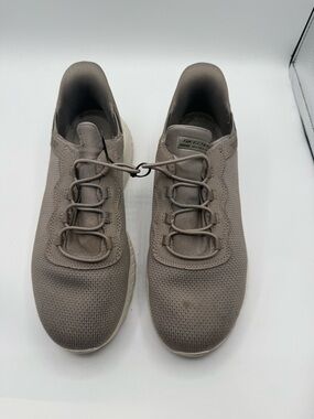 Skechers Women 8.5 Bobs Taupe Sport Squad Chaos 117500 Running slip on Sneakers